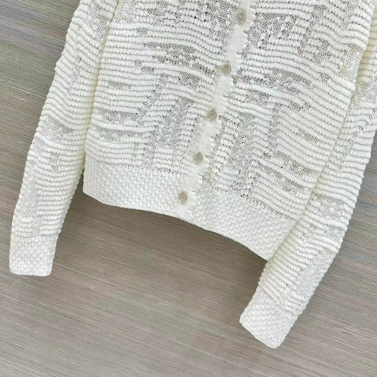 Openwork Jacquard Knit Cardigan