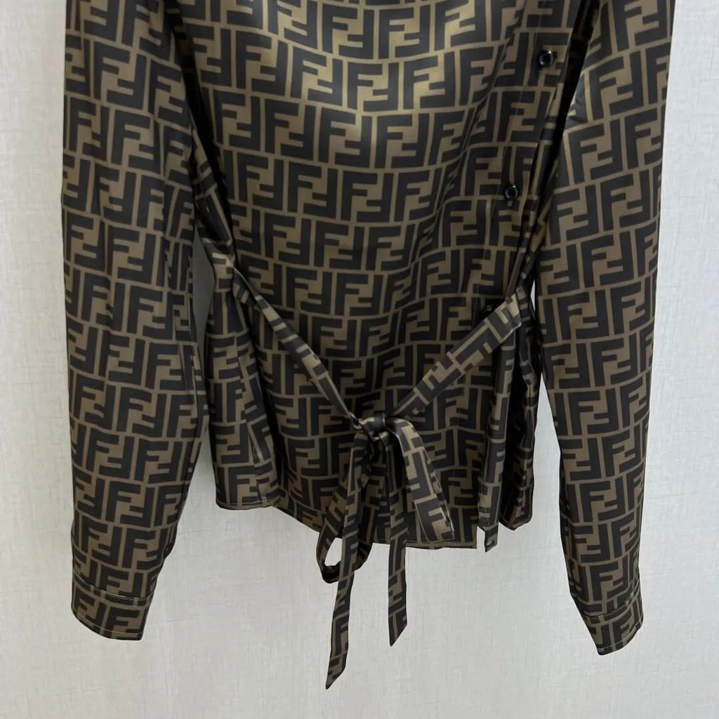 Self Belt Monogram Long Sleeve Shirt