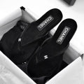 Casual Slim-Strap Velvet Flip-Flops