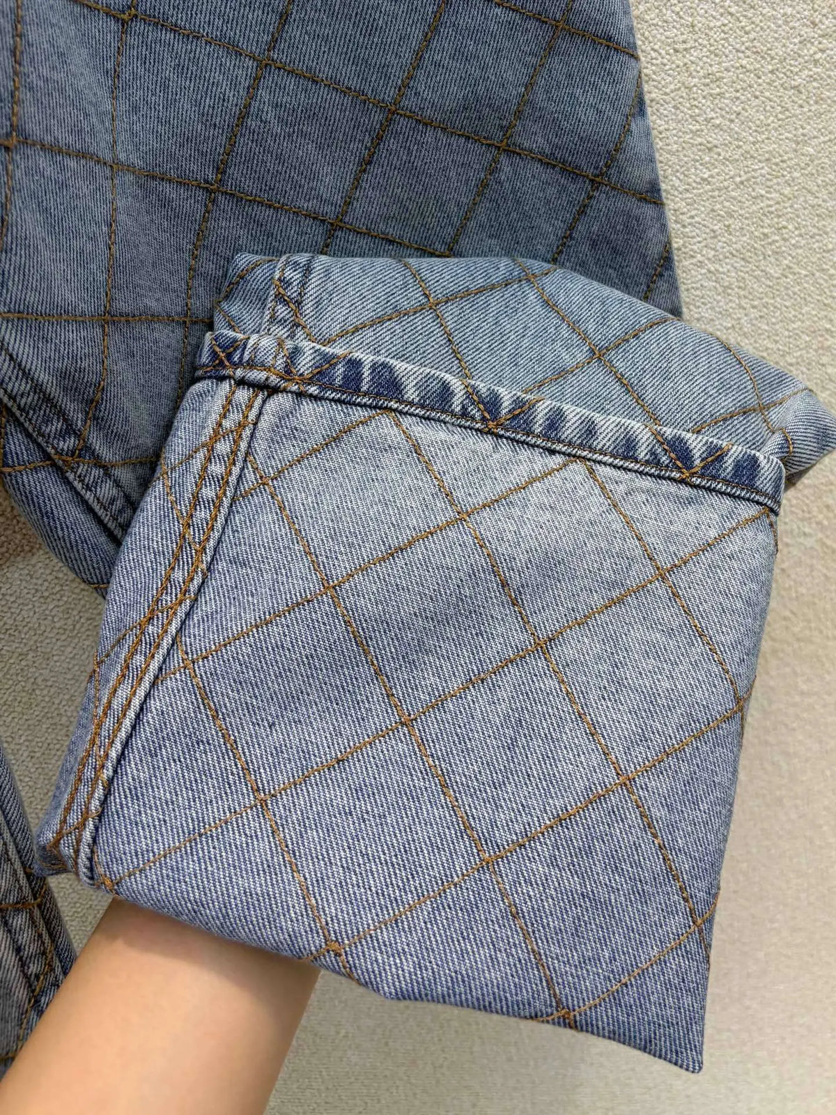 Rhombus Pattern Denim Pants