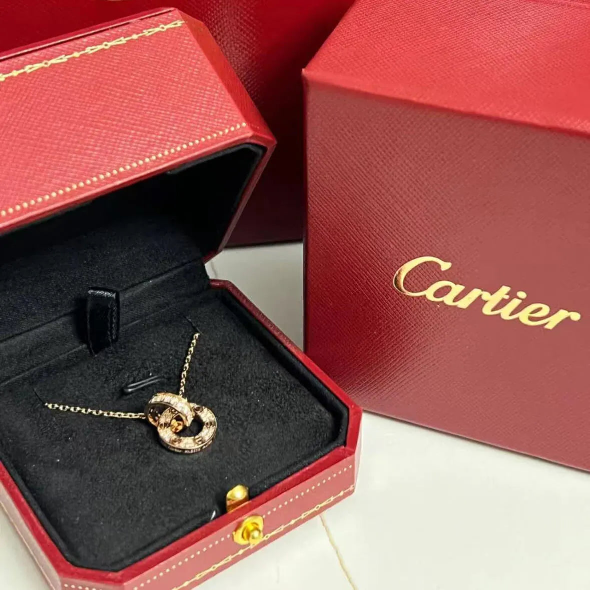 Double Circle Full Diamond Necklace
