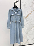 Collar Button Front Denim Shirt Dress