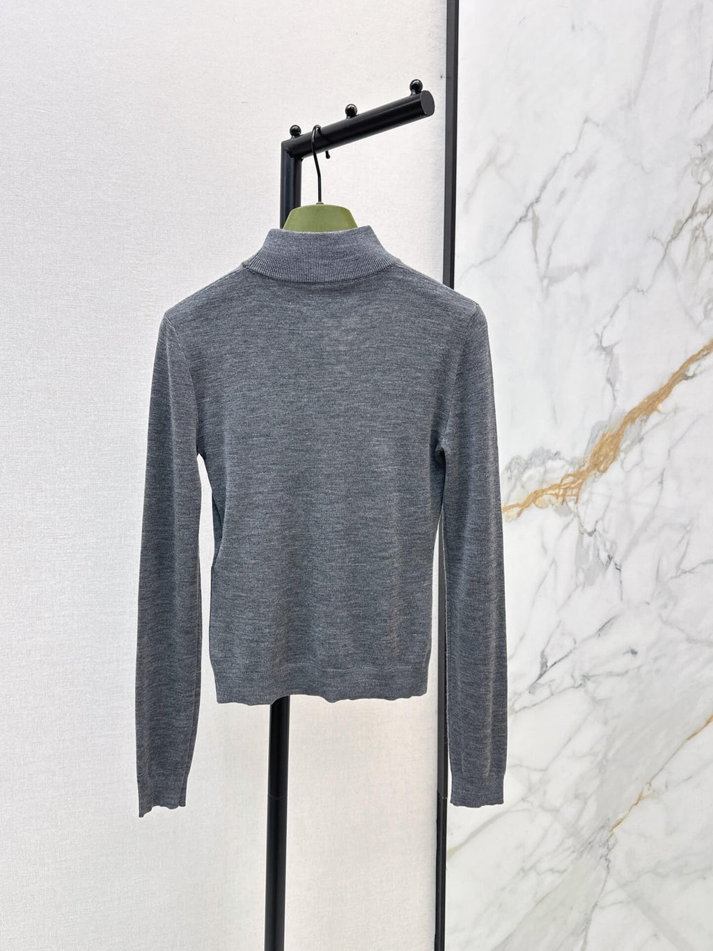 Minimal Gray Stand Collar Long Sleeve