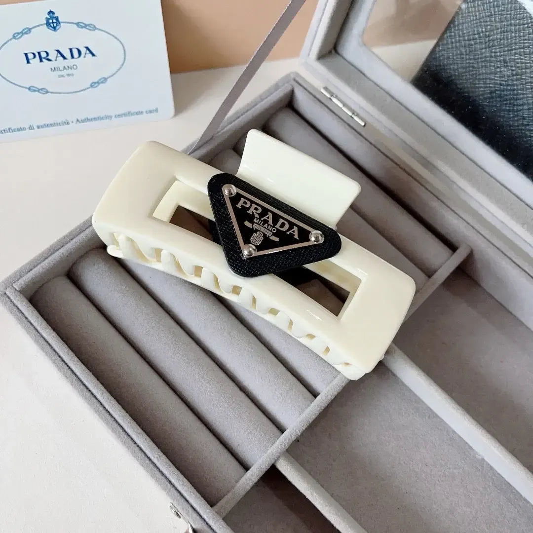 Cream White Square Hair Claw Clip