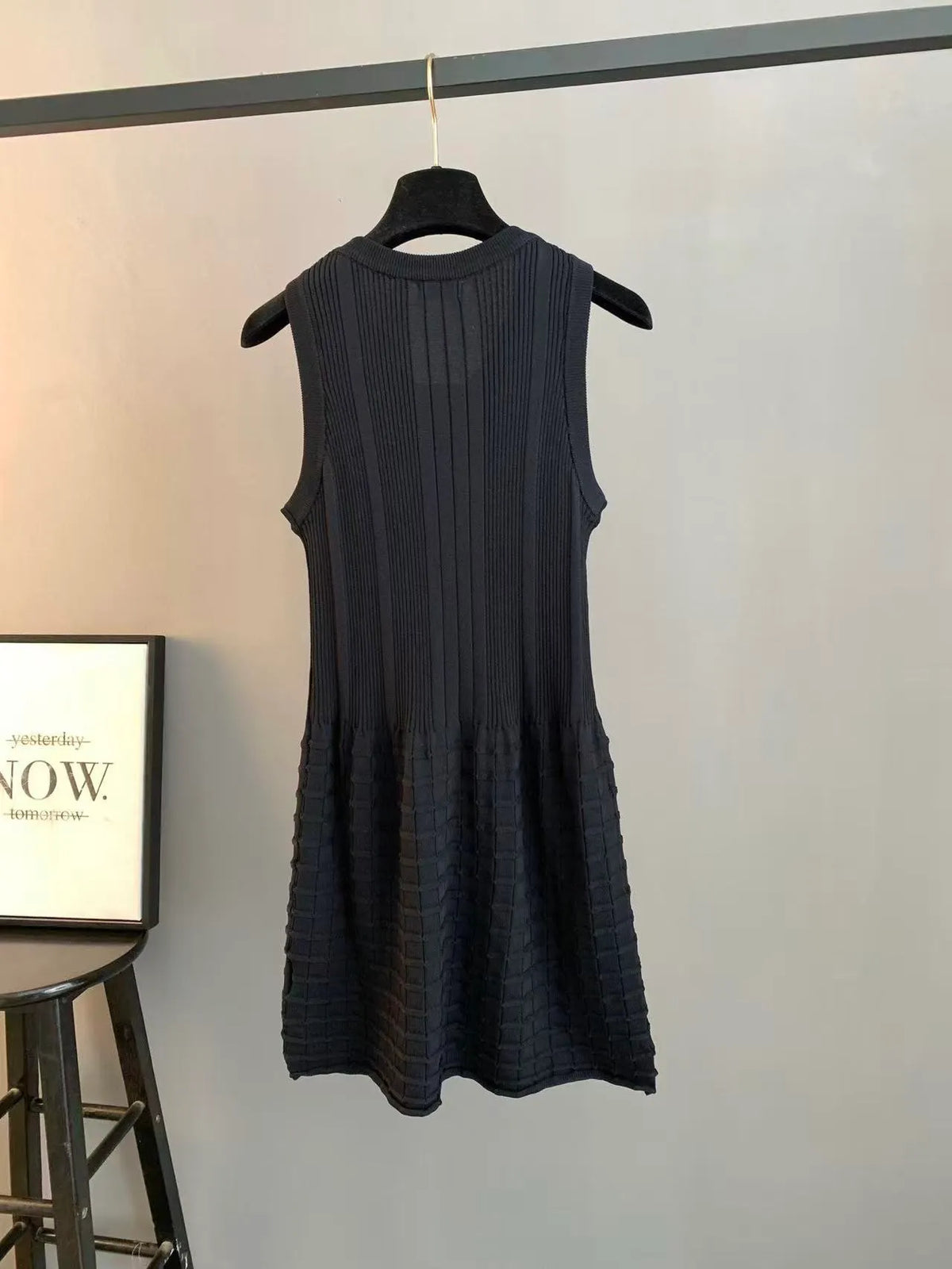 Vertical Plaid Paneled Tank Dress