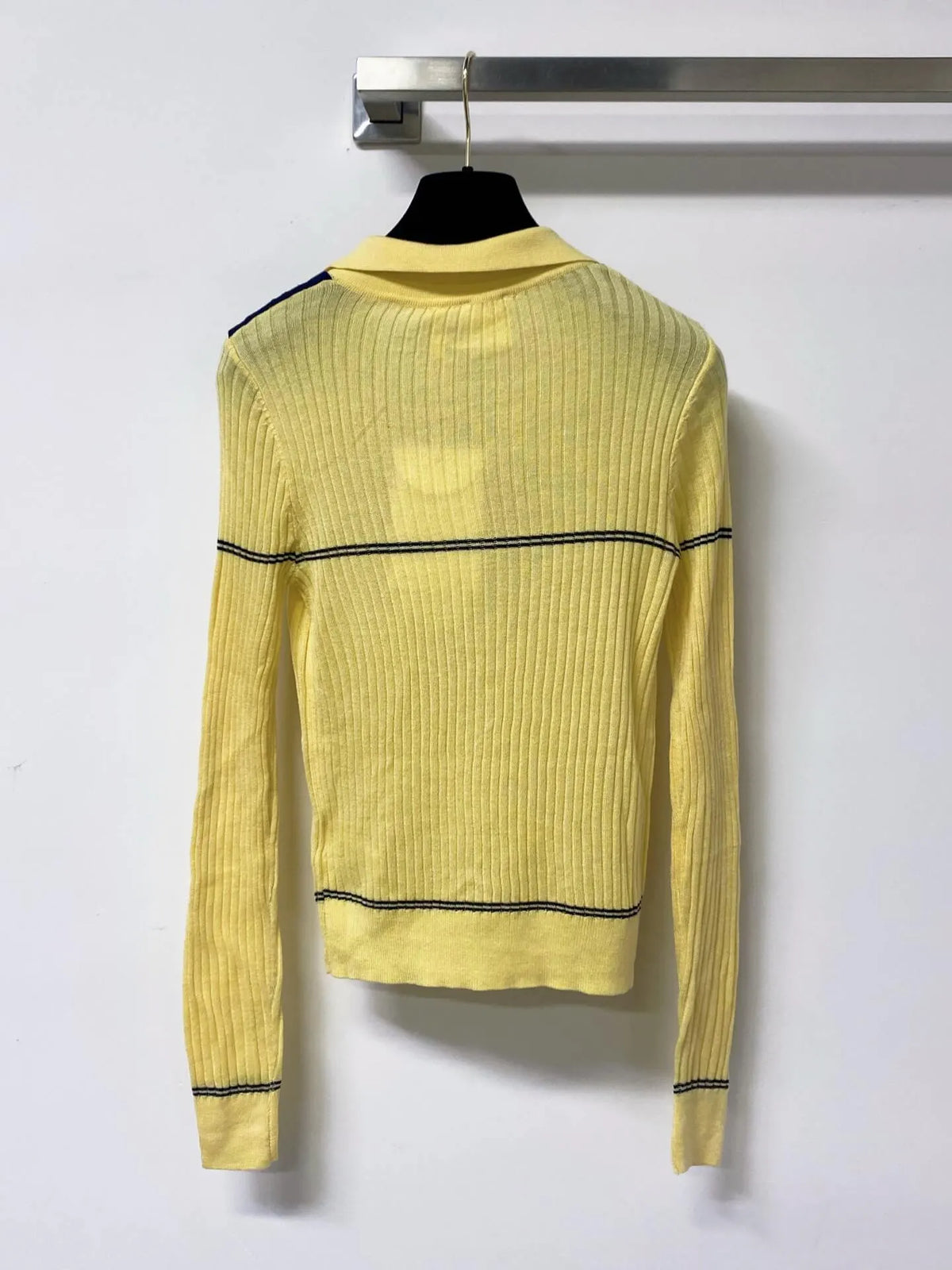 Nautical Tie Shawl Rib Knit Long Sleeve Top