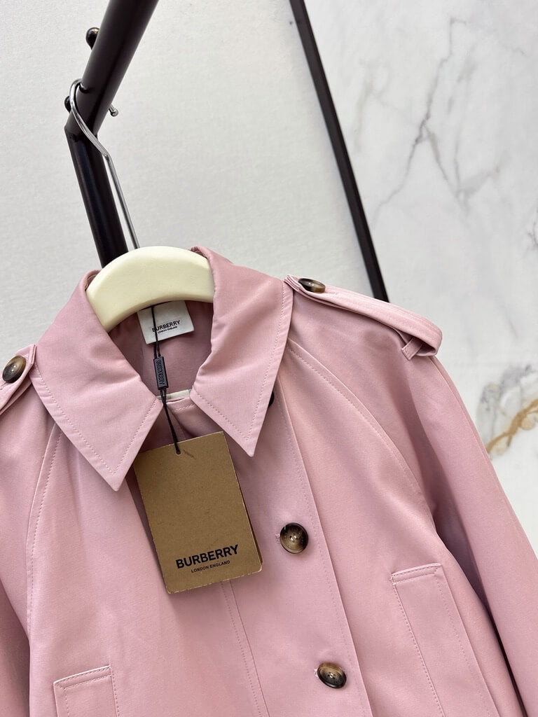Pink Cropped Trench Asymmetrical Skirt Set