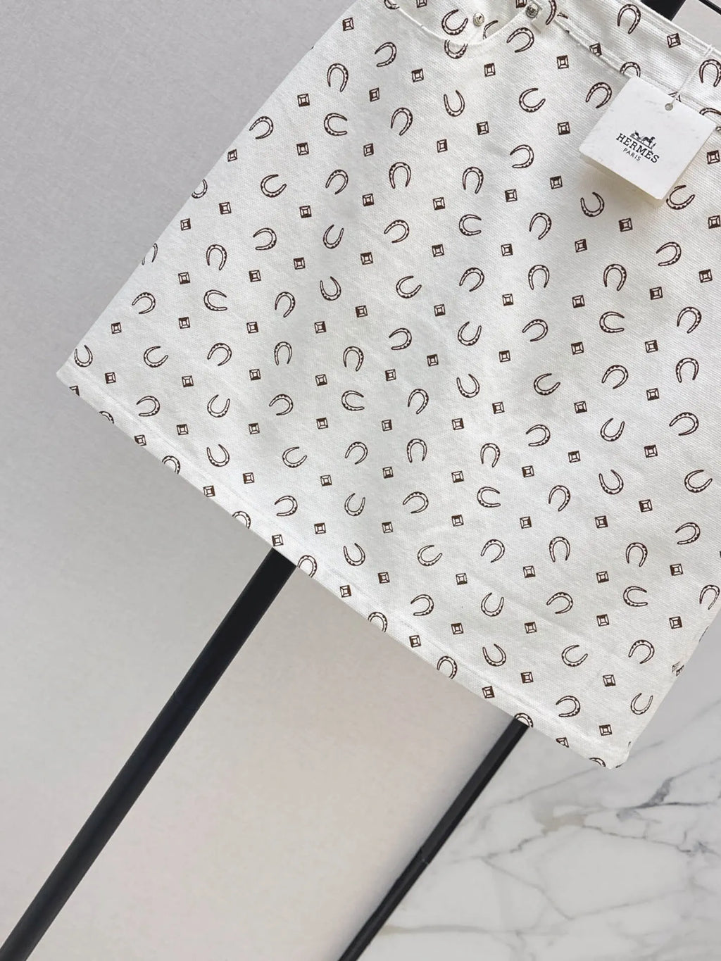Horseshoe Print Denim Mini Skirt