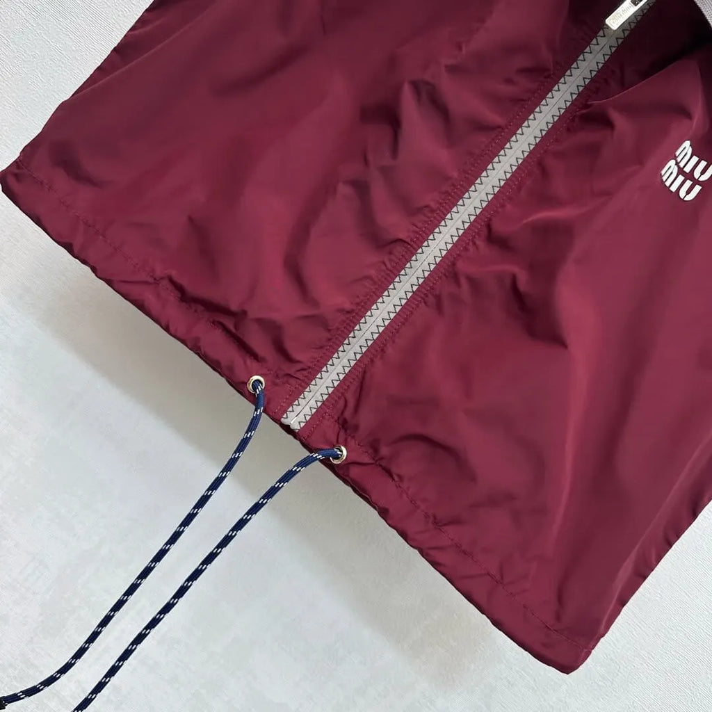 Burgundy Nylon Casual Sports Matching Set