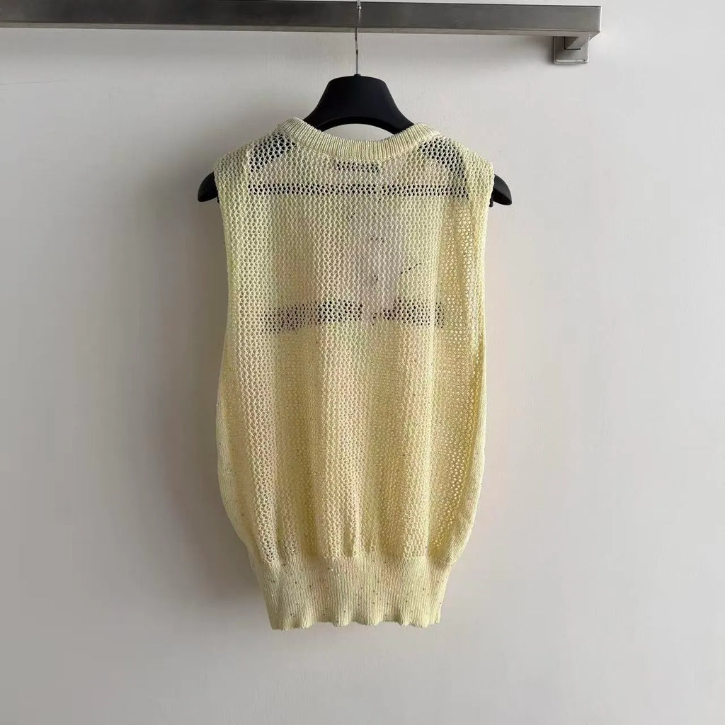 Cutout Letter Knit Tank Top