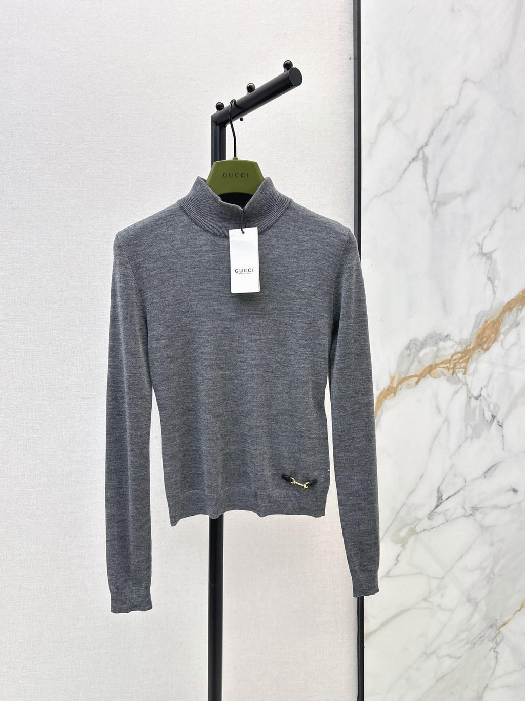 Minimal Gray Stand Collar Long Sleeve