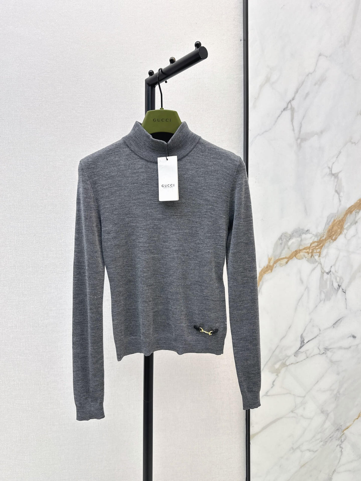 Minimal Gray Stand Collar Long Sleeve