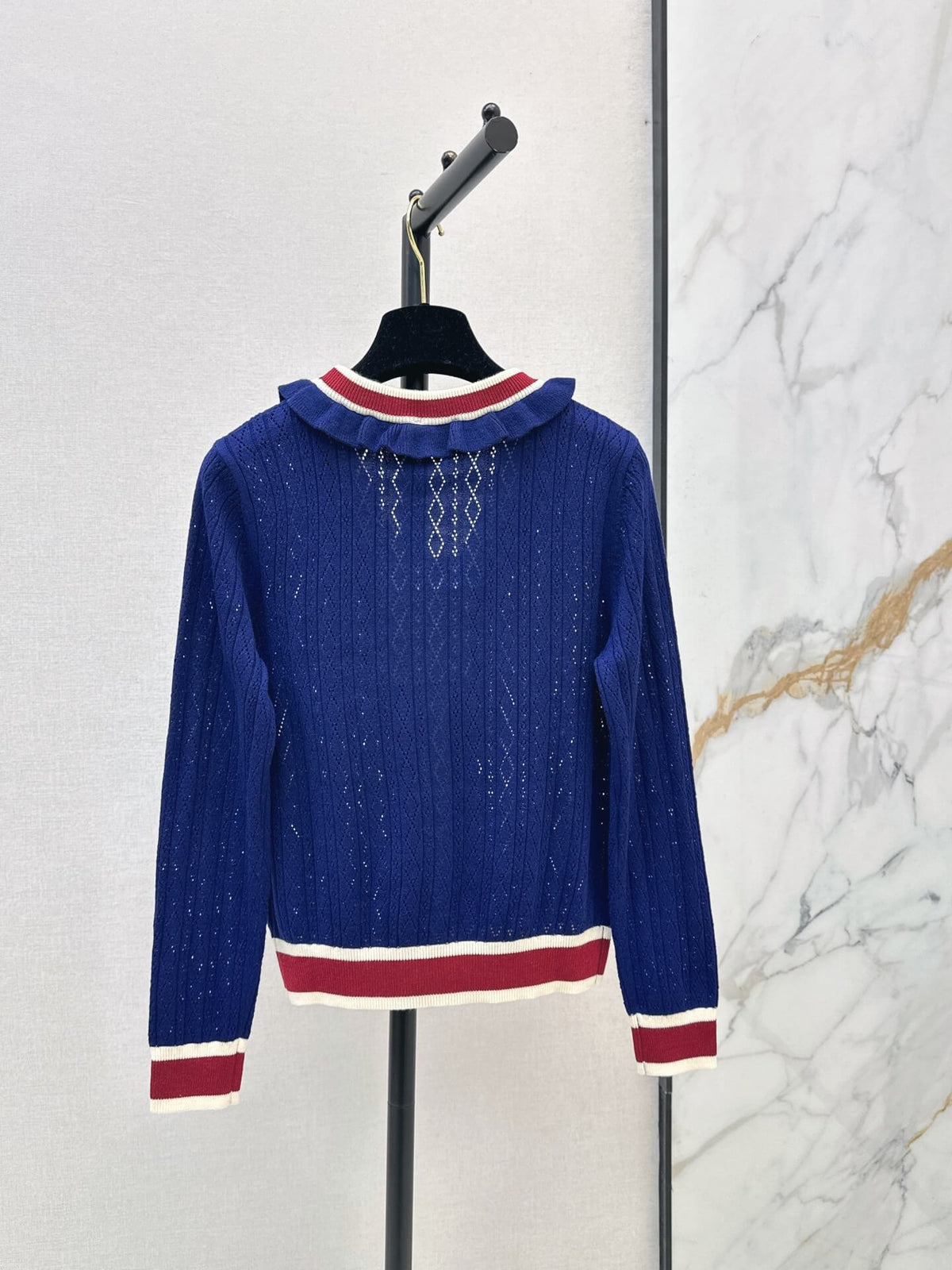 Stripe Button Front Knit Cardigan