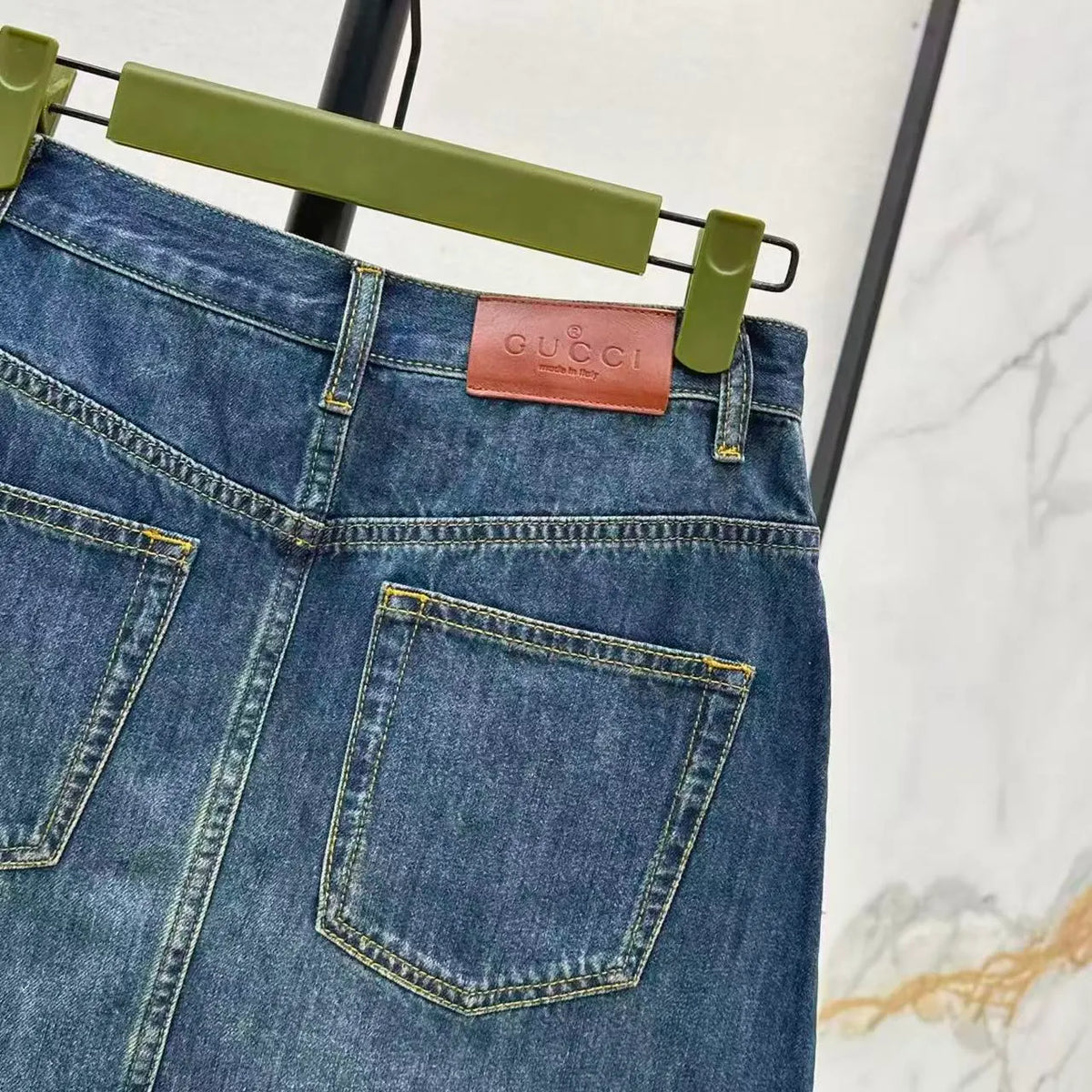 Classic Horsebit Denim Mini Skirt