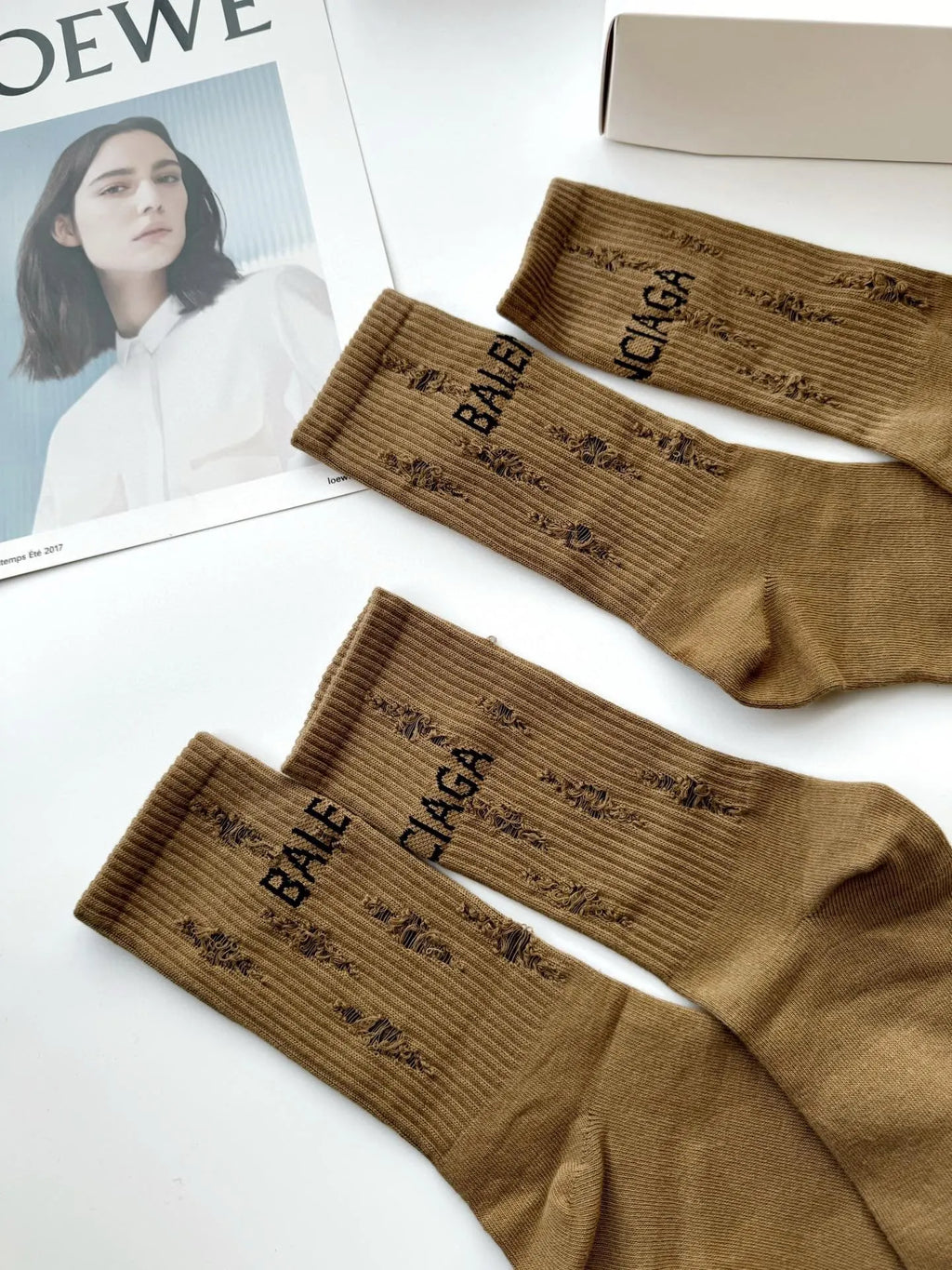 Brown Classic Letters Socks