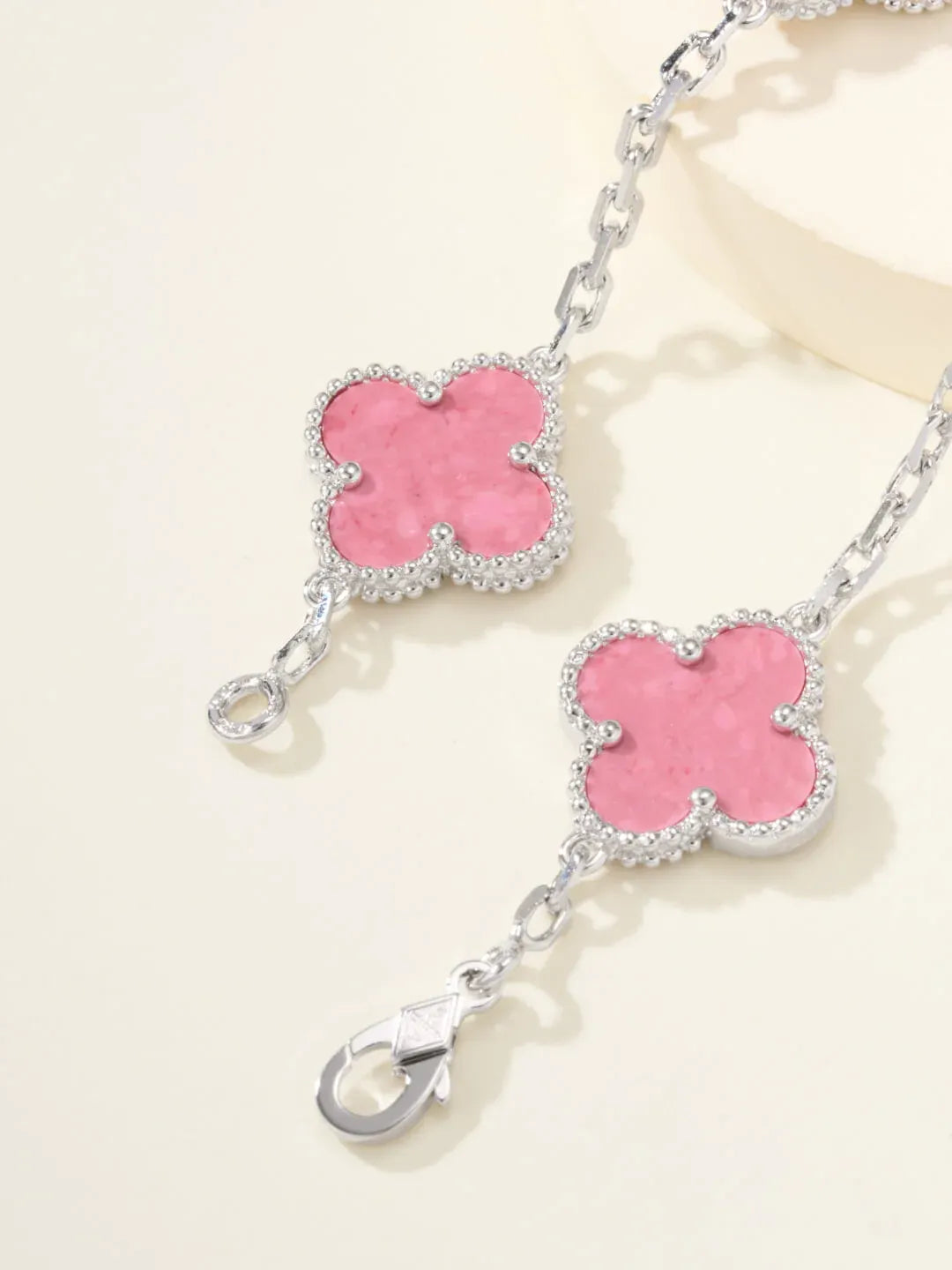 Trendy Pink Floral Link Bracelet
