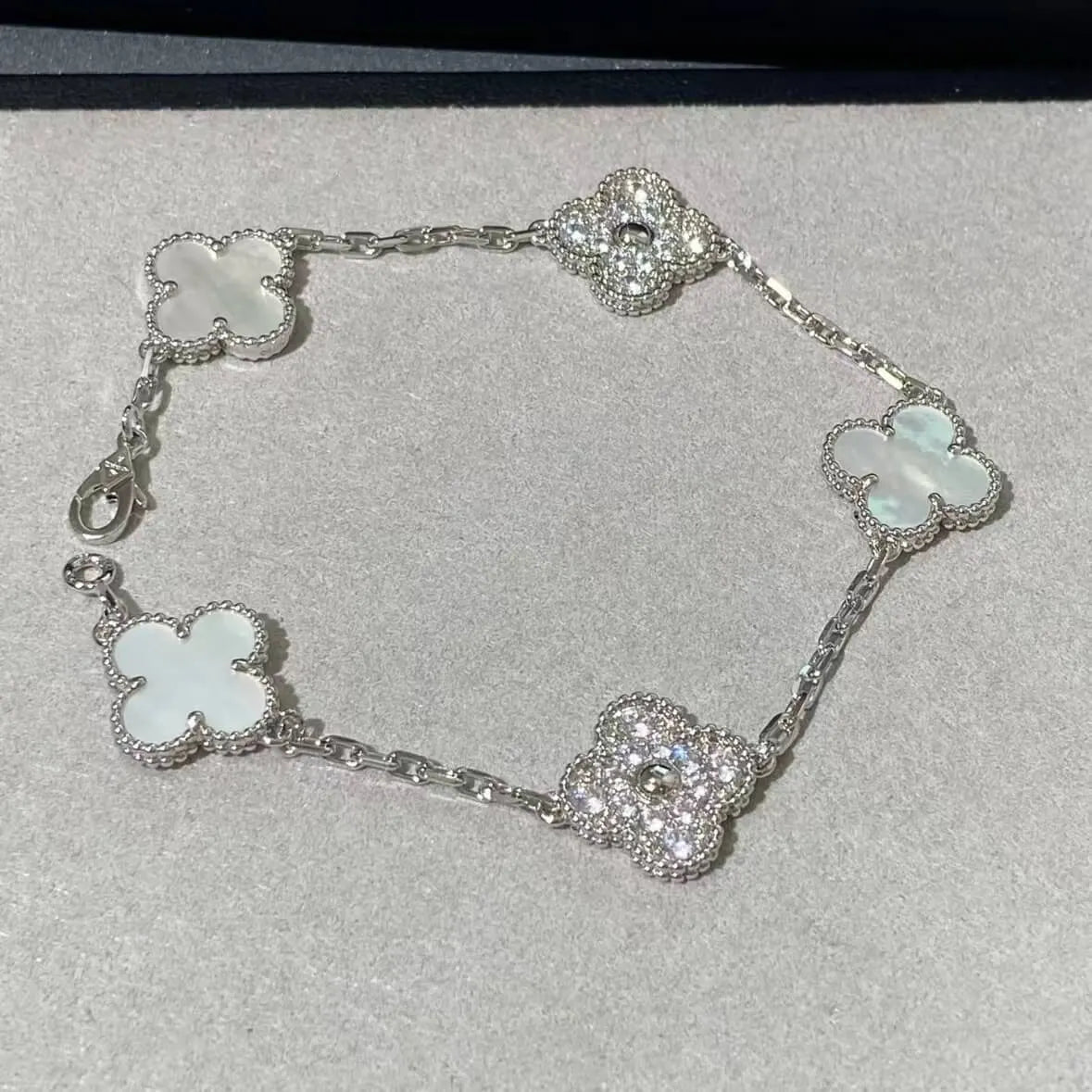 Classic Five-Strand Mother-of-Pearl & Diamond Patch Bracelet