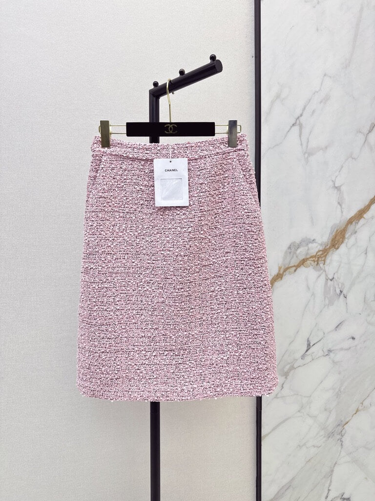 Pink Tweed Jacket Skirt Set
