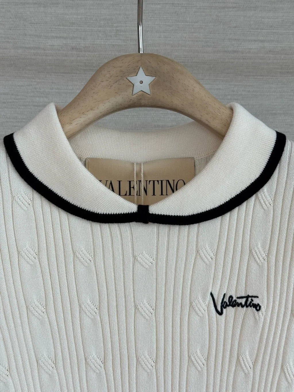 Contrast Collar Cable Knit Top