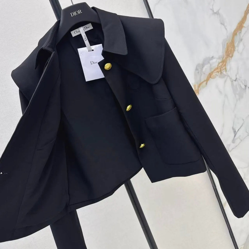Nautical Collared Cropped Jacket