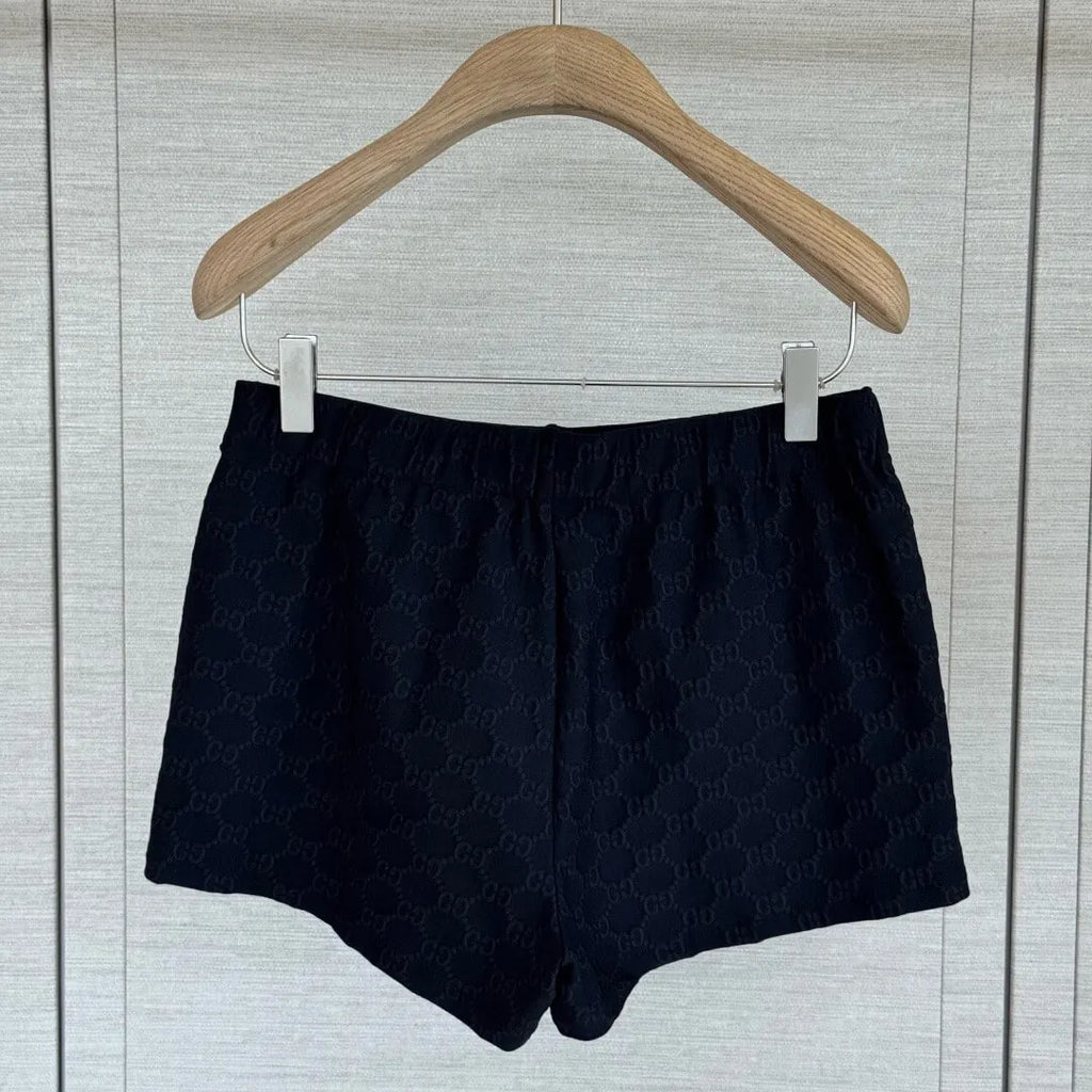 Elastic Waist Jacquard Mini Shorts