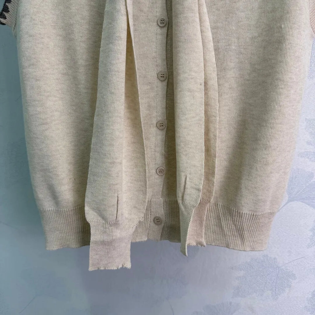 Tie Shawl Scallop Edge Knit Vest