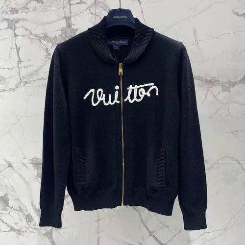 3D Embroidery Zip-Up Knit Jacket