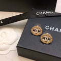Gold-tone openwork oval Double-C stud earrings