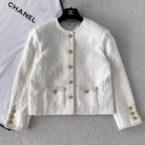 26FW New Classic Gold-Button Flocked Jacket