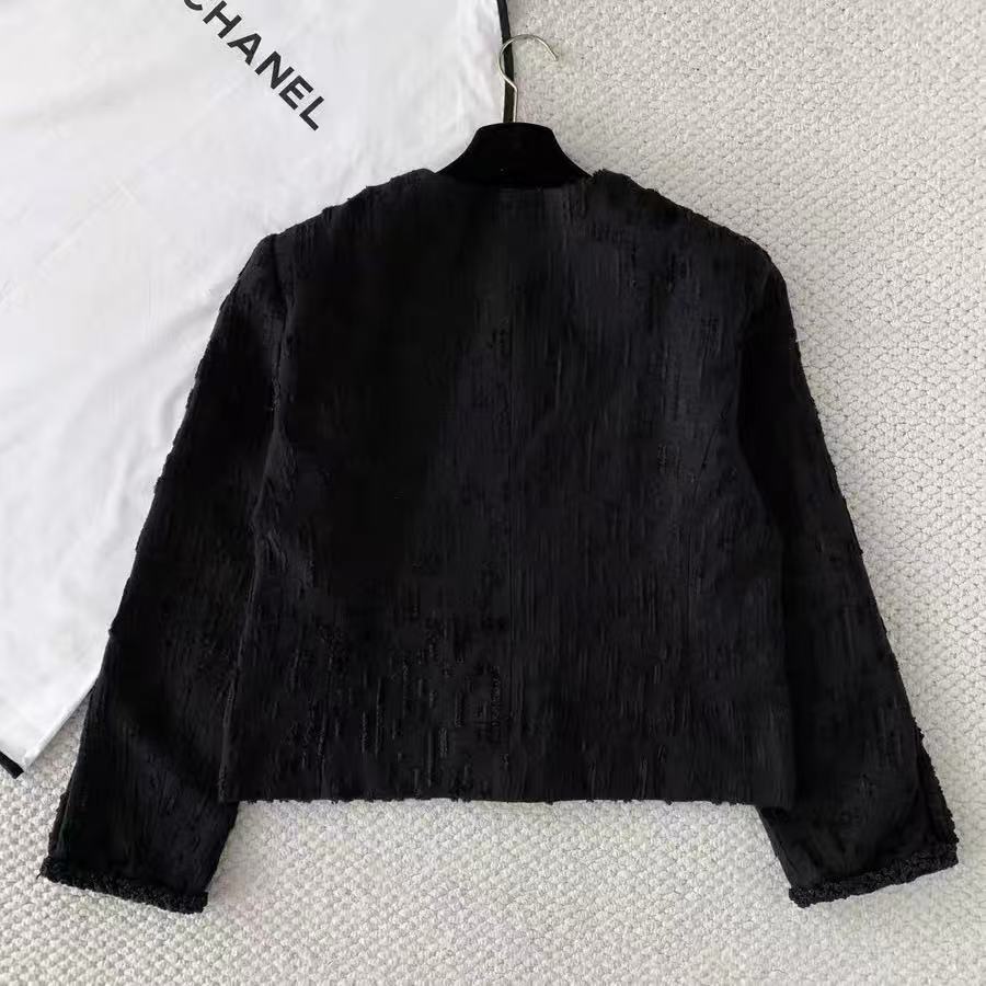 26FW New Classic Gold-Button Flocked Jacket