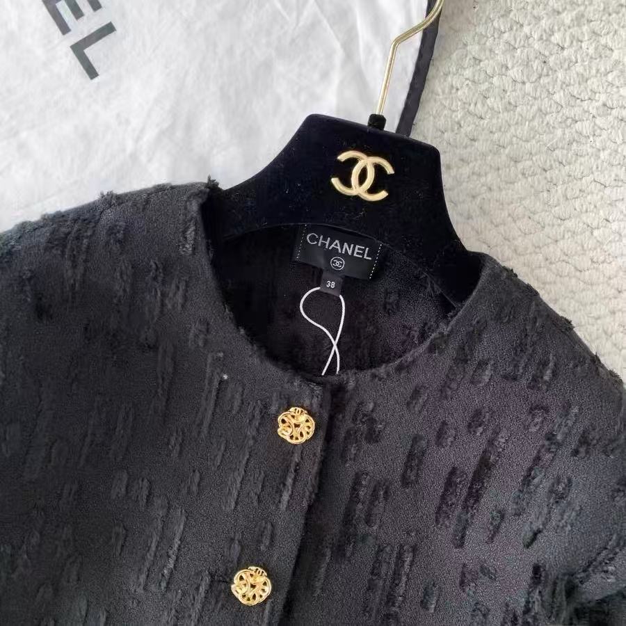 26FW New Classic Gold-Button Flocked Jacket