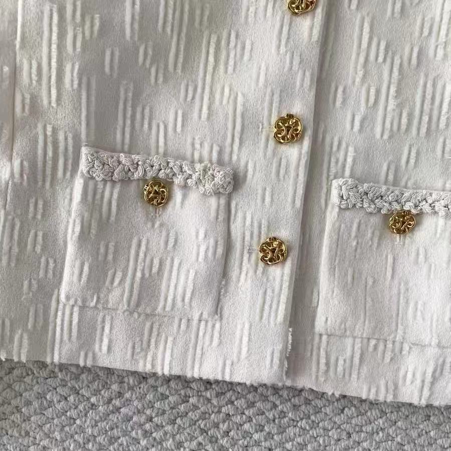 26FW New Classic Gold-Button Flocked Jacket