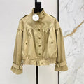 Stand-Collar Casual Cropped Trench Coat