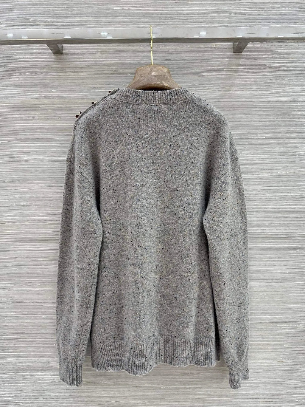 Loose Speckled Heather Crew Neck Knit Top