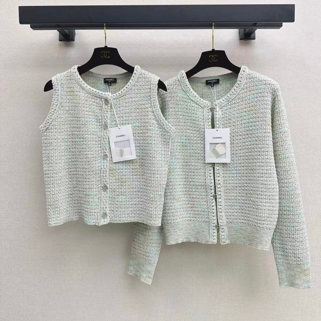 Mint Green Knit Vest and Cardigan Set