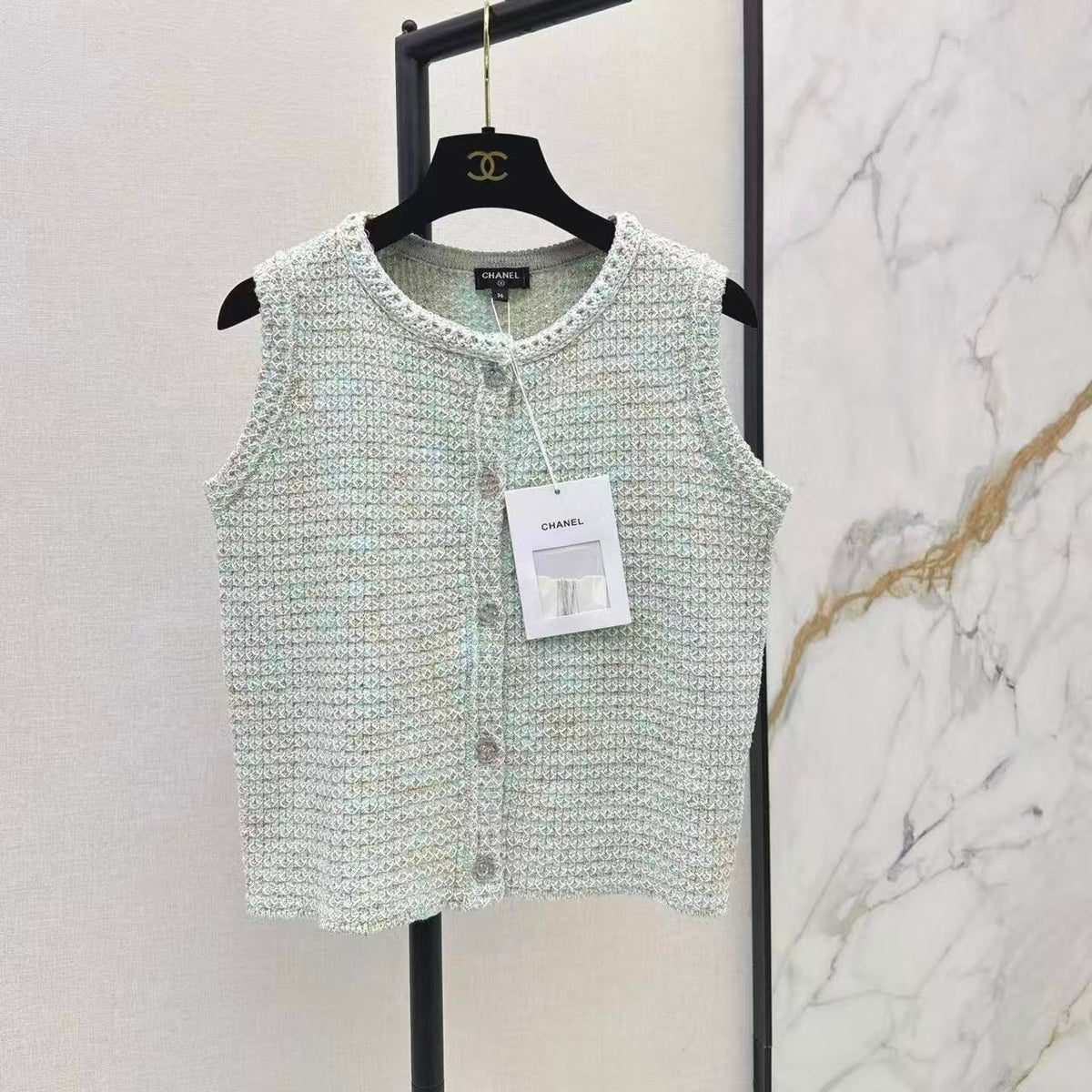 Mint Green Knit Vest and Cardigan Set