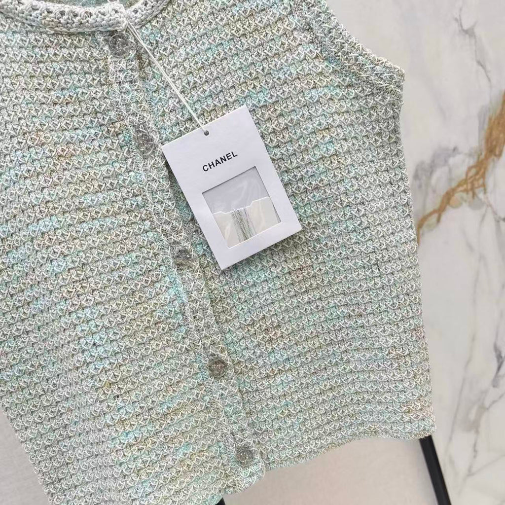Mint Green Knit Vest and Cardigan Set