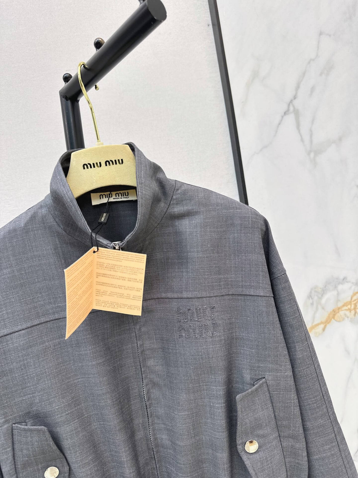 Stand Collar Drawstring Waist Jacket