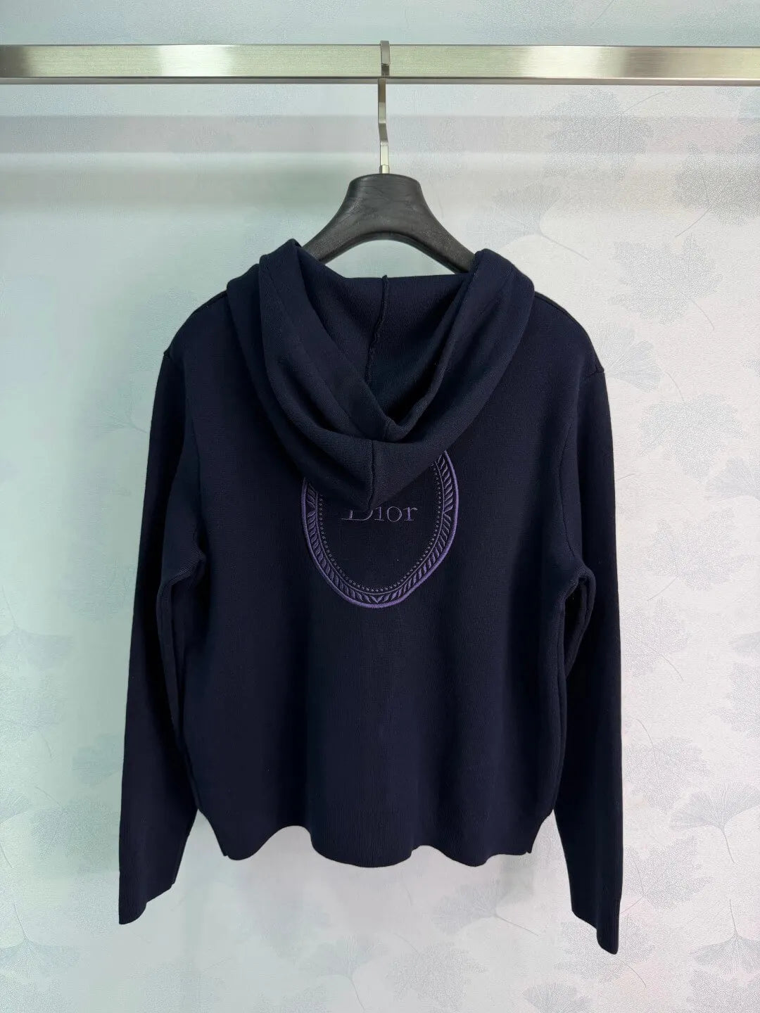 Embroidered Hooded Zip Knit Jacket