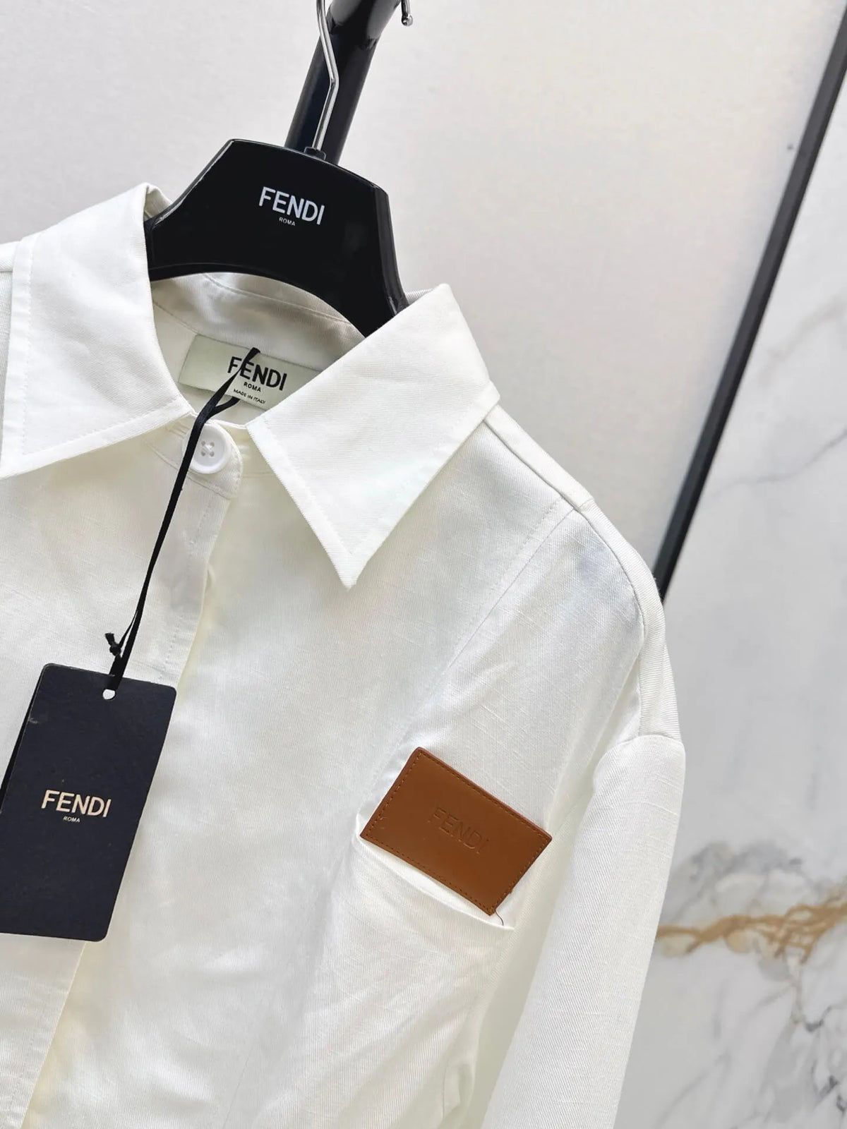 White Belted Collared Shirt