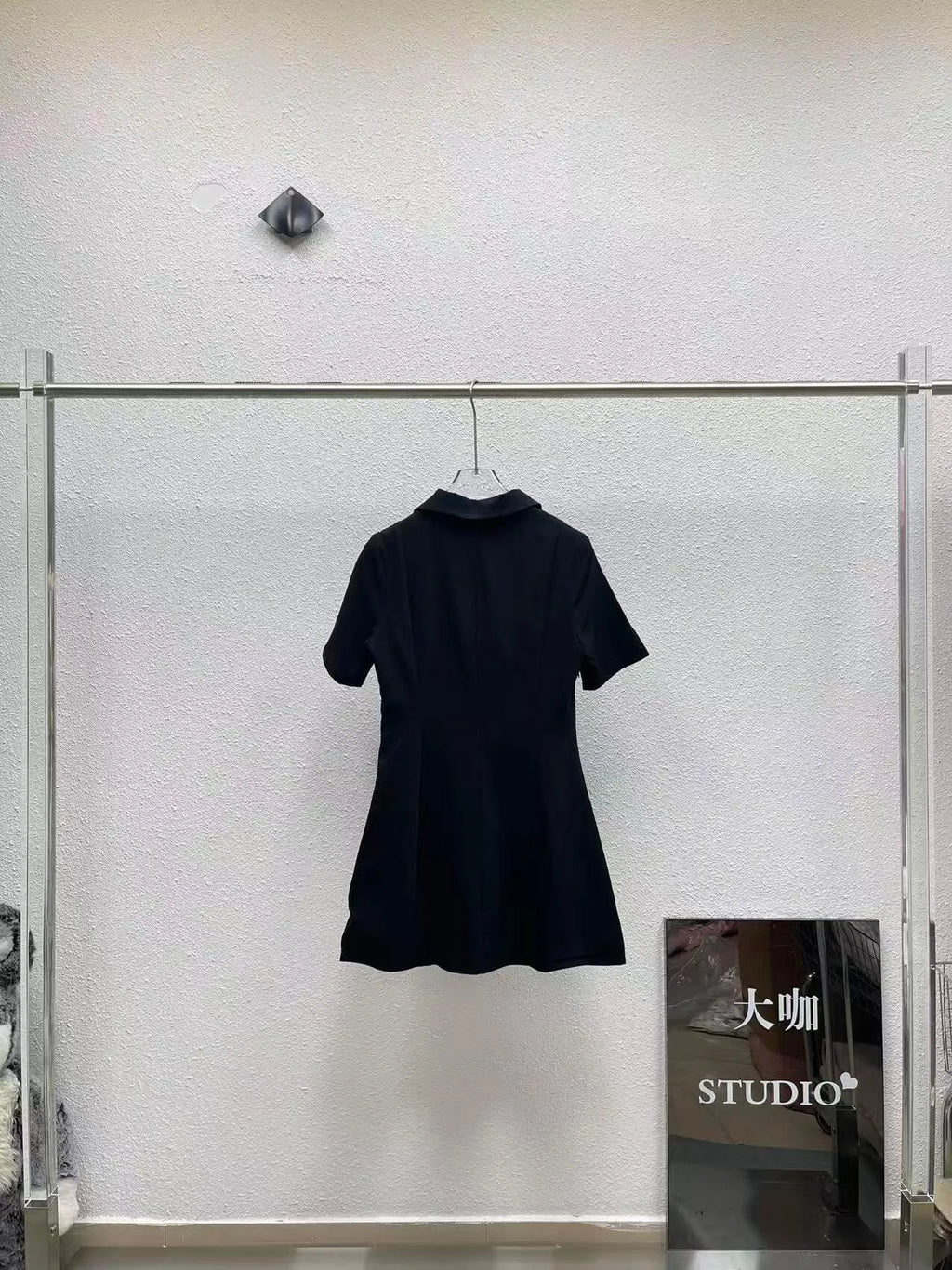 Gold Button Doll Collar Mini Dress