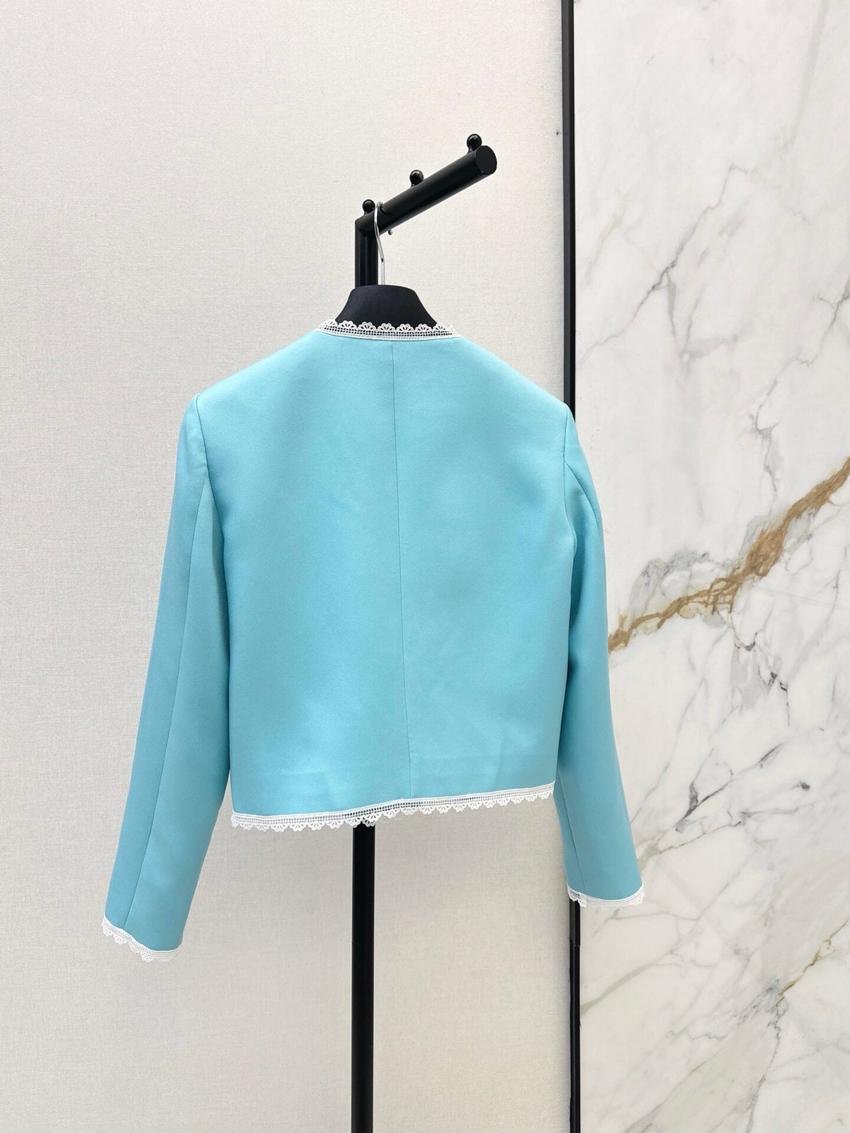 Trim Round Neck Short Jacket