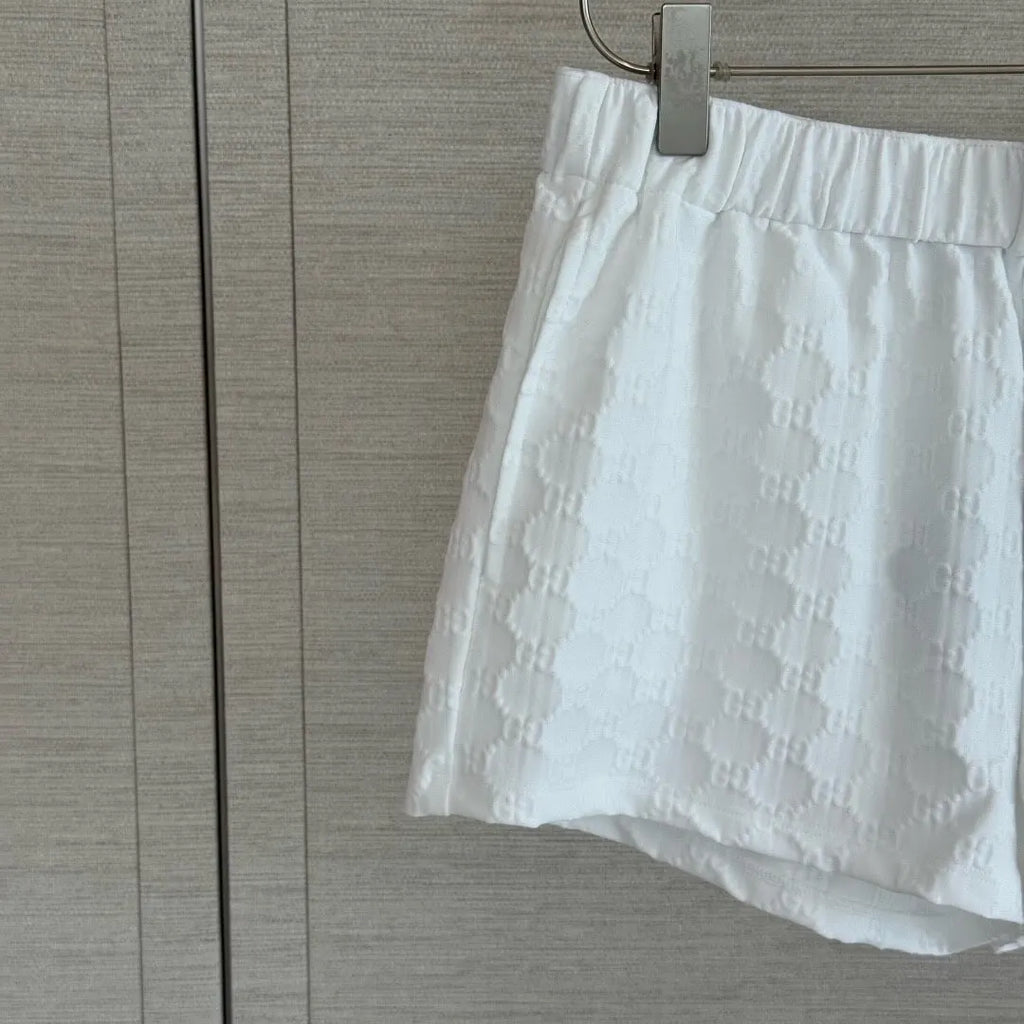 Elastic Waist Jacquard Mini Shorts