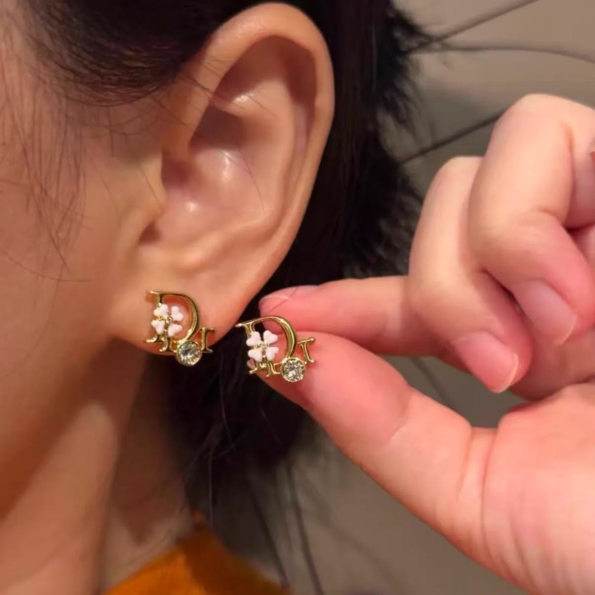 Pink Floral Accent Earrings