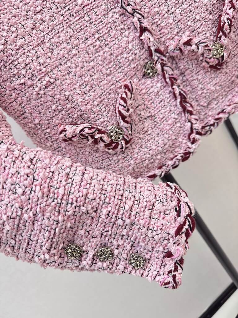 Pink Tweed Jacket Skirt Set