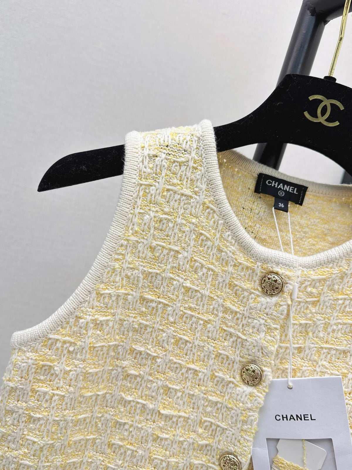 Textured Gold Button Knit Vest