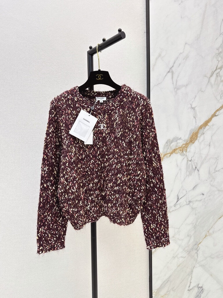 Marled Yarn Loose Fit Knit Sweater