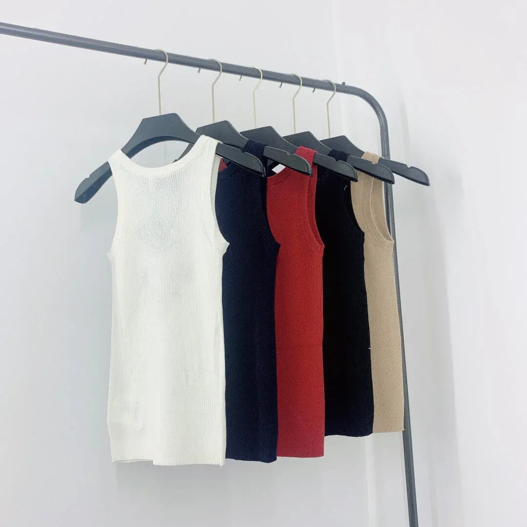Letter Jacquard U-Neck Knitted Vest