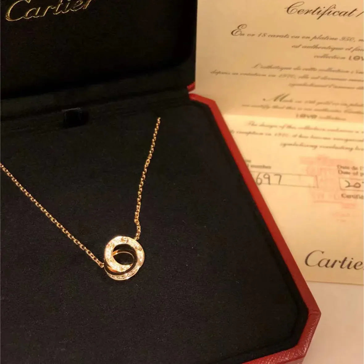 Double Circle Full Diamond Necklace