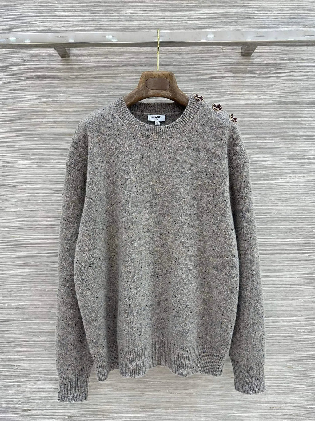 Loose Speckled Heather Crew Neck Knit Top